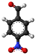 Ball-and-stick model of the 4-nitrobenzaldehyde molecule