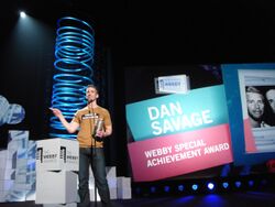 Dan Savage receives Webby Award 01.jpg