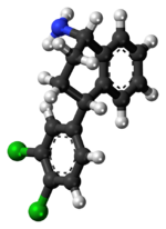 Ball-and-stick model of the desmethylsertraline molecule
