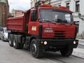Red Tatra dump truck during reconstruction of Plac Wszstkich Świętych and Dominikańska streets in Kraków.jpg