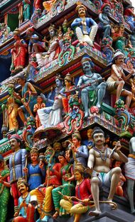 Gene-culture coevolution allows humans to develop complex artefacts like elaborately decorated temples