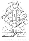 A hand-drawn sketch of a candidate arrangement for pressurized modules of a space station, submitted for a patent application.