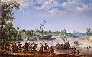 Het vertrek van de Pilgrims uit Delfshaven, 1620. A. Willaerts.jpg