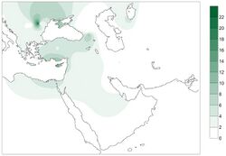 Modern distribution of the haplotypes of PPNB farmers.jpg