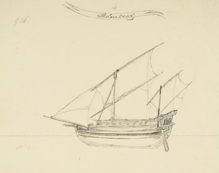 File:Tekening van een inlands vaartuig uit de Oostindische Archipel een Paduakang.jpg
