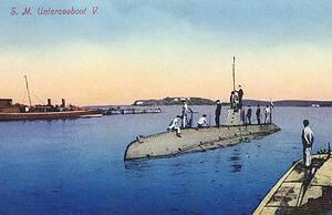U-5, the lead boat of the U-5 class, as seen in a pre-war postcard