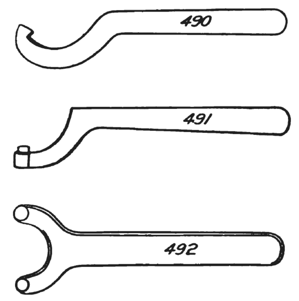 File:Spanner wrenches various kinds from Colvin and Stanley 1910 p64.png