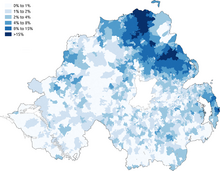 Ulster-Scots speakers in the 2011 census in Northern Ireland.png
