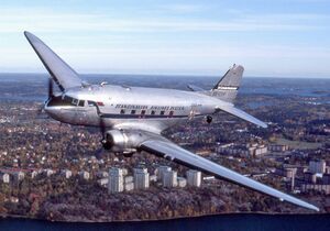 restored Douglas DC-3 in flight