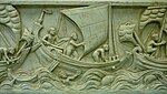 Here a spritsail used on a Roman merchant ship (3rd century AD).