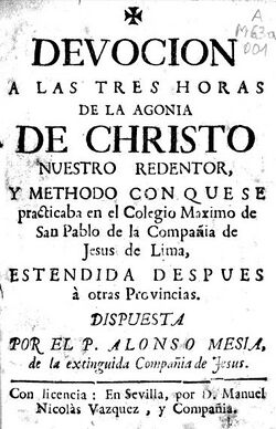 Alonso Messia SJ, Devotion a la tres horas.JPG