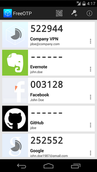 File:FreeOTP Android screenshot.png