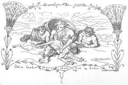 Odin, Lodur, Hoenir skabe Ask og Embla by Frølich.jpg