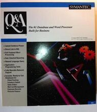 A white retail box labeled "Q&A: The #1 Database and Word Processor Built for Business"