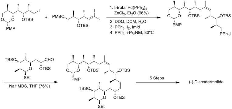 The Smith synthesis of (-)-discodermolide endgame.png