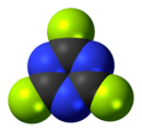 Space-filling model of the cyanuric fluoride molecule