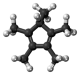 Ball-and-stick model of the pentamethylcyclopentadiene molecule