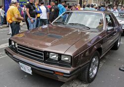 1982 or 83 Ford Mustang (México), at the Desfile de autos antiguos 2014.jpg