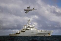 Australian Orion MPA Flying Over HMS Echo During Search for Malaysian Airliner MH370 MOD 45157505.jpg