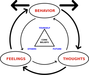 Cognitive behavioral therapy - basic tenets.svg