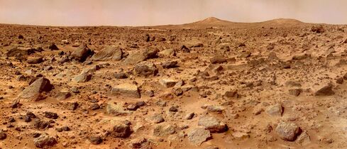 A view of the rocky Martian surface