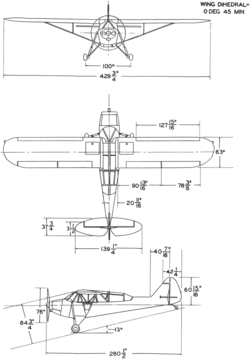 Piper L-14 3-view line drawing.png