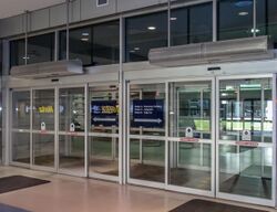 Architectural air curtains at the airport entrance