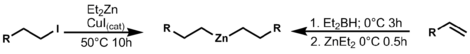 Organozinc function group exchange with metals or boron reagents