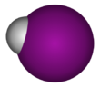 Space-filling model of hydrogen iodide