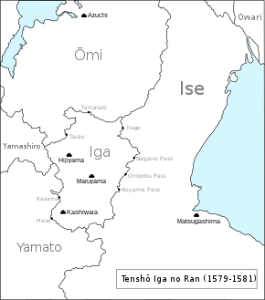 Map of late 16th-century Iga Province during the Tenshō Iga War