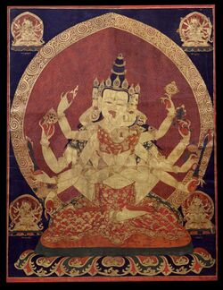 17th century Central Tibeten thanka of Guhyasamaja Akshobhyavajra, Rubin Museum of Art.jpg