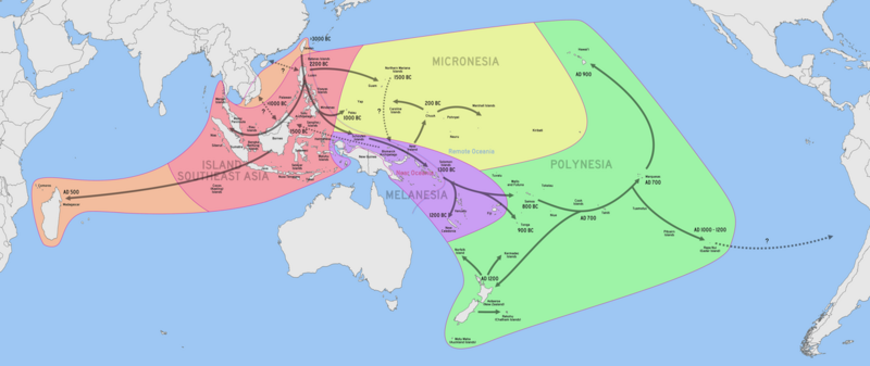 File:Chronological dispersal of Austronesian people across the Pacific (per Benton et al, 2012, adapted from Bellwood, 2011).png