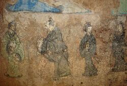 Confucius and Laozi, fresco from a Western Han tomb of Dongping County, Shandong province, China.jpg