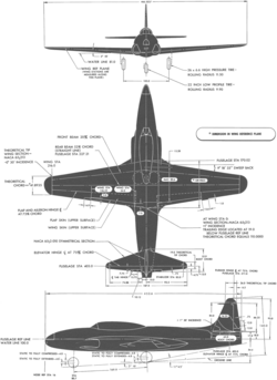 3-view silhouette drawing of the Lockheed TF-80C