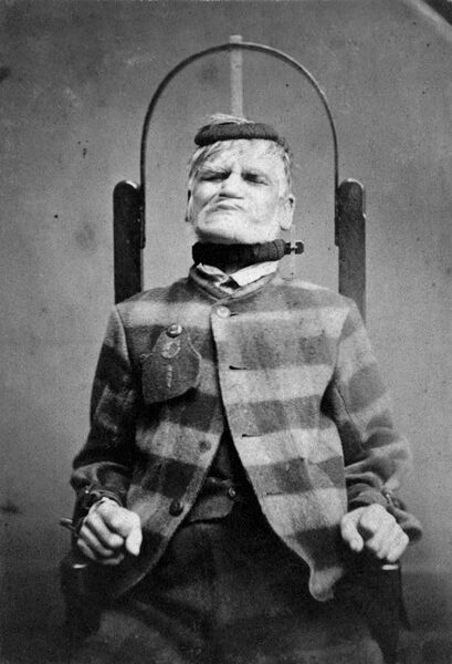 File:Man in restraint chair; by H. Clarke; 1869 Wellcome L0019069.jpg
