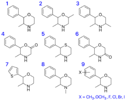 Phenmetrazine derivatives.svg