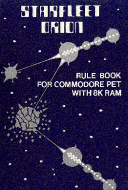 Cover art of the rule book for the Commodore PET version of Starfleet Orion