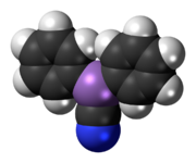 Space-filling model of diphenylcyanoarsine