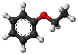 Ball-and-stick model of the ethyl phenyl ether molecule