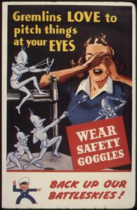 Gremlins love to pitch things at your eyes. Wear safety goggles. Back up our battleskies^ - NARA - 535379.jpg