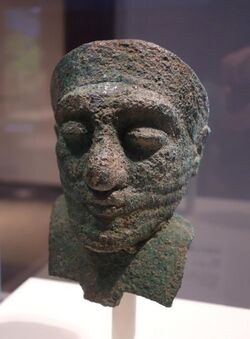 Head of a dignitary, Iran, about 2000 BC, arsenical copper - Cincinnati Art Museum - DSC04606.JPG