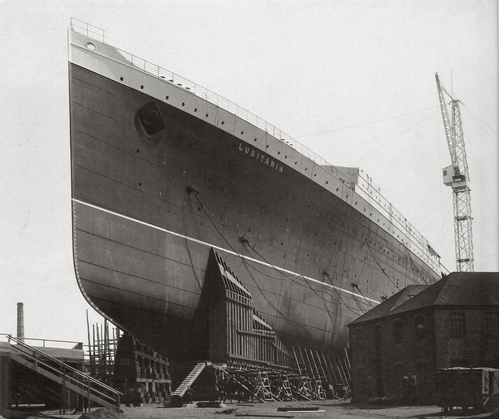 File:Lusitania's bow before launch.jpg