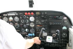 ZK-LOU BN-2 Trislander Great Barrier Cockpit (8390957633).jpg