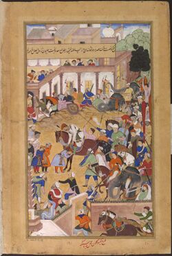 1573-Akbar receiving his sons at Fathpur-Akbarnama.jpg
