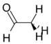 Skeletal structure of acetaldehyde.