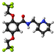 Ball-and-stick model of the flecainide molecule