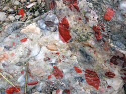 Jasper-quartz pebble conglomerate (Lorrain Formation, Paleoproterozoic, ~2.3 Ga; Ottertail Lake Northeast roadcut, near Bruce Mines, Ontario, Canada) 38 (32766102277).jpg