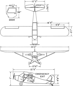 3-view line drawing of the Aeronca L-16