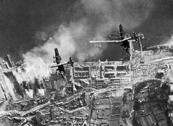 Halifaxes over Brest Dec 1941 IWM C 4109.jpg