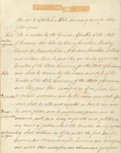 File:Indiana State Seminary Act, 1820.jpg